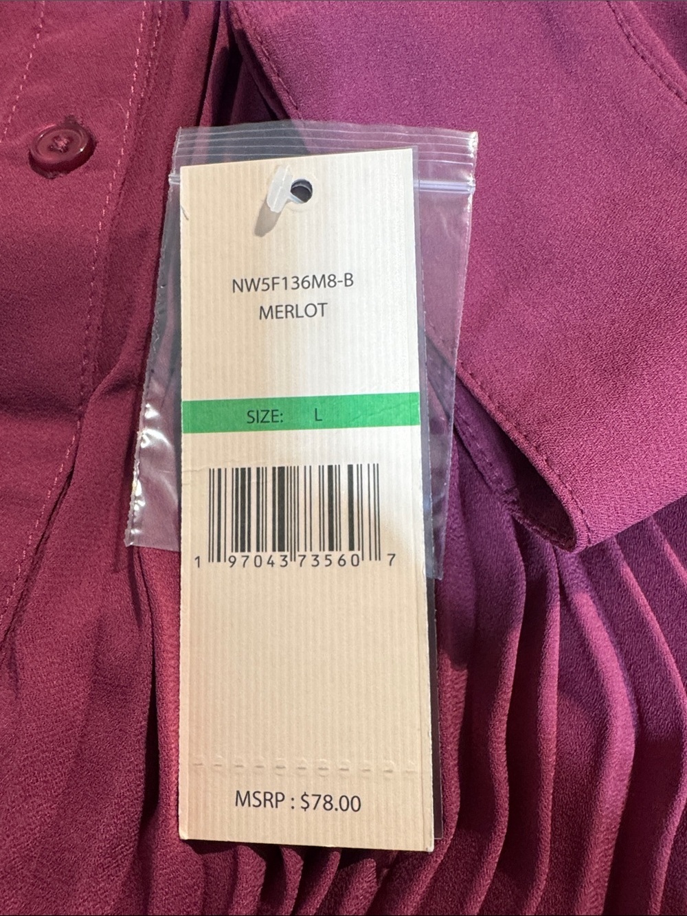 Nanette Lepore Pleated Button-Front Blouse in Deep Raspberry - Picture 7 of 9